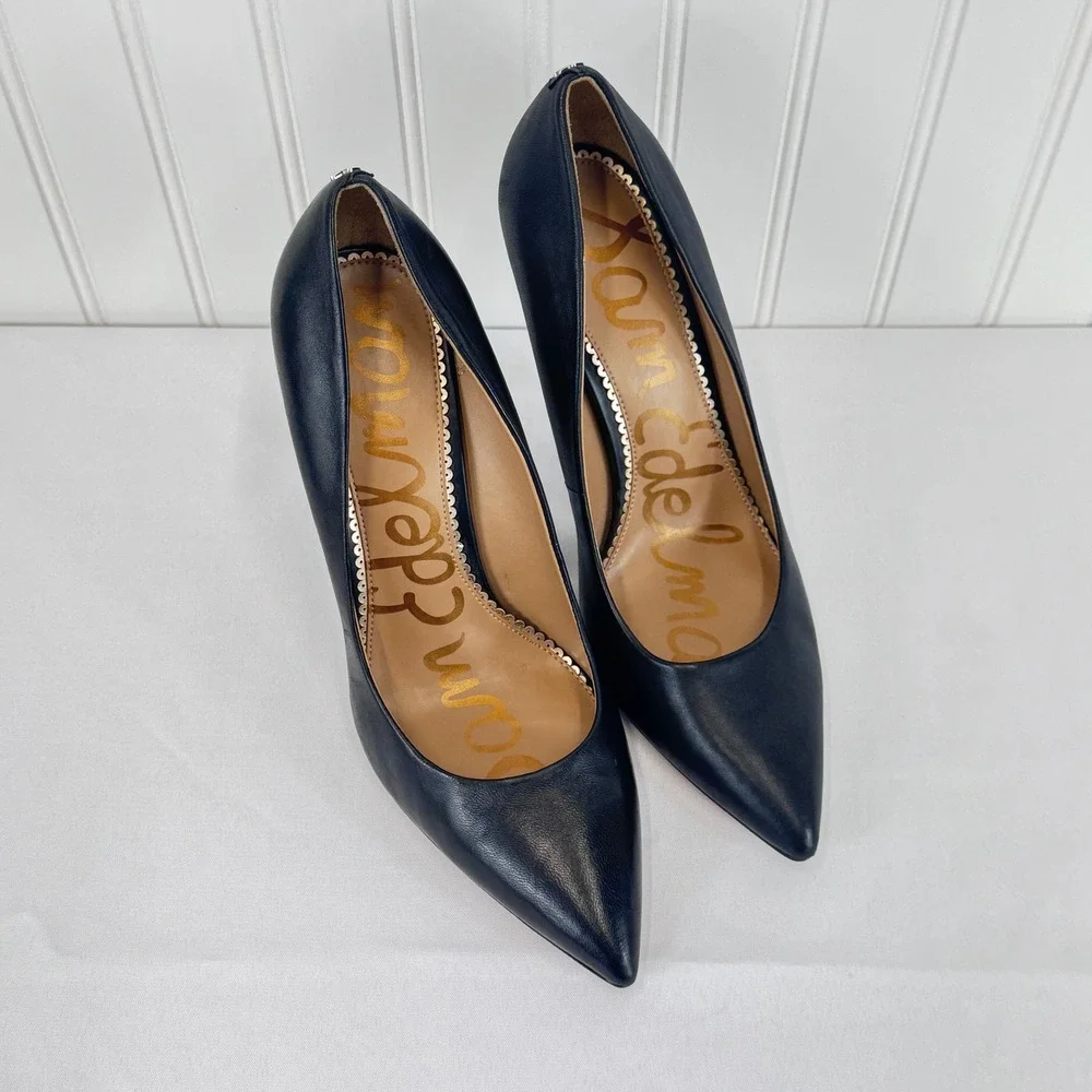 Sam Edelman Black Leather Pointed Toe Stiletto Heels